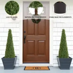 NAYSAYE Planter Artificial Boxwood Topiary Tree Plant for Indoor Outdoor Garden Decoration, Green, 29.1"*23.2"*11"