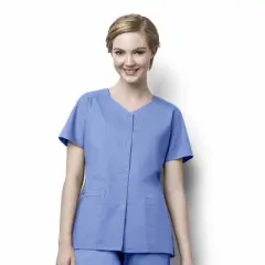Wink WonderWORK Women's Short Sleeve Snap Front Scrub Top