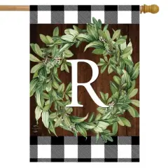 Wreath Monogram R Double-Sided House Flag Everyday 28" x 40" Briarwood Lane
