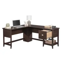 Sauder Summit Station L Desk Cinnamon Cherry