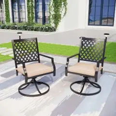 5pc Outdoor Dining Set with 37" Table & 4 Swivel Arm Chairs - Captiva Designs