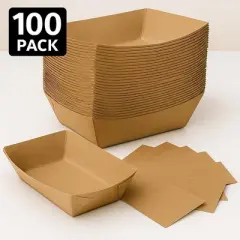 Paper Food Trays Disposable Paper, Kraft Serving Boats, Food Holder for Snacks French Fries Nachos Hot Dog  BBQ Party & Concessions