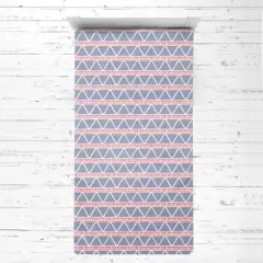 Bacati - Emma Large Triangles Coral Navy Muslin 3 pc Toddler Bed Sheet Set
