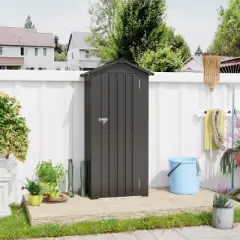 2.5&times;1.4 FT Small Outdoor Tool Shed with Adjustable Shelves, Weather-Resistant Metal Storage Shed for Backyard or Garden&ndash;The Pop Home