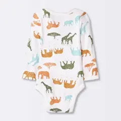  Baby 4pk Safari Animals Long Sleeve Bodysuit - Cloud Island&trade;
