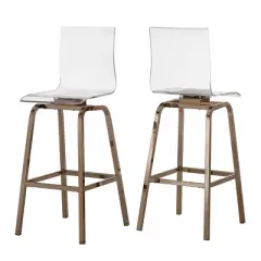 Set of 2 29" Alta Modern Barstools Champagne Gold - Inspire Q