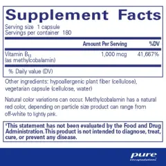 Pure Encapsulations Methylcobalamin 1,000 mcg - Vitamin B12 Supplement - 180 Capsules