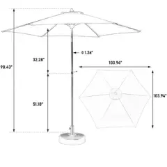 DSVIMOY Patio Umbrellas, Outdoor Umbrella with Push Button Tilt and Crank, Market Umbrella with 6 Ribs, Beige, 103.94"*98.43"*103.94"