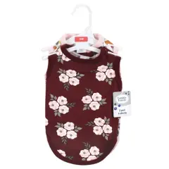 Luvable Friends Dog Pet Dog and Cats Cotton T-Shirts 2pk, Burgundy Floral Botanical