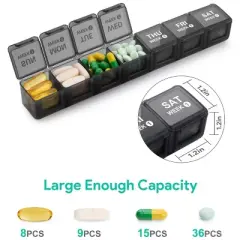 TookMag 28Days/4Weeks Pill Organizer, Large Medicine Pill Box, One-Month Pill Case, Travel Pill Organizer, Vitamin, Supplements, Dust-Proof, Black