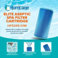 Hurricane 4 Pack HF5345 Elite Aseptic Spa Filter Cartridge for PLB-S-50, Unicel C-5345, Filbur FC-2970M, Leisure Bay, Dynasty Spas, Waterway, Rainbow