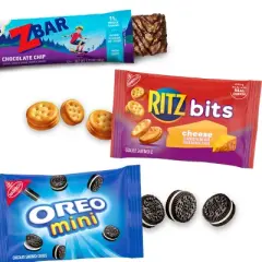 Zbar Chocolate Chip Snack Bars, RITZ Bits Crackers and OREO Mini Cookies On The Go Snacks Variety Pack - 16.35oz/15ct