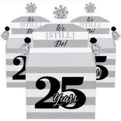 Big Dot of Happiness We Still Do - 25th Wedding Anniversary - Treat Box Party Favors - Anniversary Party Goodie Gable Boxes - Set of 12