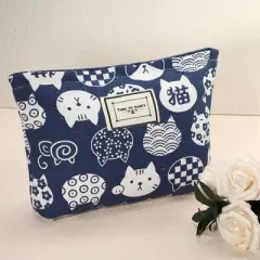 Unique Bargains Canvas Large Capacity Makeup Bag Blue 1 Pc