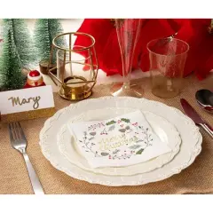 Juvale 50 Pack Christmas Paper Napkins, Merry Christmas Design Holiday Party Supplies, 5 x 5 Inches Christmas Cocktail Napkins