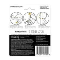 Under the Roof Decorating 20lb Deco Hooks Sampler Clear: Picture Hanging Hooks, Drywall Hooks, 20lb Capacity, 6 Pack