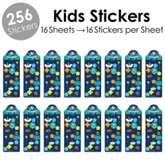 Big Dot of Happiness Blast Off to Outer Space - Rocket Ship Birthday Party Favor Kids Stickers - 16 Sheets - 256 Stickers