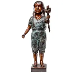 Design Toscano Olivia s Roses, Flower Girl Cast Bronze Garden Statue