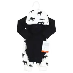 Hudson Baby Boys Thermal Preemie Layette Set 4pc Long Sleeve Outfit, Moose, Preemie