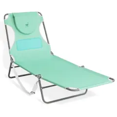 Ostrich Chaise Lounge Outdoor Lightweight Folding Adjustable Reclining Beach Chair for Tanning Pool Lake Patio Lawn Camping, Teal (2 Pack)