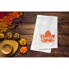 C&F Home "Family" Leaf Embroidered Waffle Weave Kitchen Autumn Dishtowel