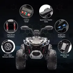 2-Seater Kids ATV Ride-On, 24V Electric Quad 4 Wheeler with 800W Motors, 7Ah Battery, Remote Control, Bluetooth, MP3, USB