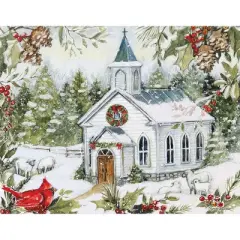 LANG 18ct Church in Snow Boxed Holiday Greeting Card Pack