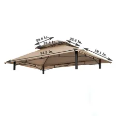 Grill Gazebo Replacement Canopy Roof, 5' x 8' Outdoor BBQ Gazebo Canopy Top Cover, Double Tired Grill Shelter Cover