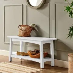 36" Middlebury Wood Entryway Bench White - Alaterre Furniture