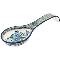 Blue Rose Polish Pottery 1178 Zaklady Large Spoon Rest
