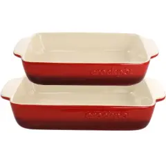 Crock Pot Artisan 2 Piece Stoneware Bake Pans in Gradient Red