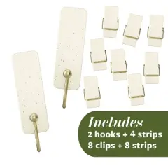 Command Limited Addition Holiday Mixed Hooks Pack Vanilla Bean 10 Hooks 12 Strips: Plastic Adhesive Hangers, 9.25" Height