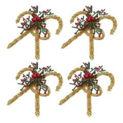 Saro Lifestyle Merry and Bright Beaded Candy Cane Napkin Ring (Set of 4)