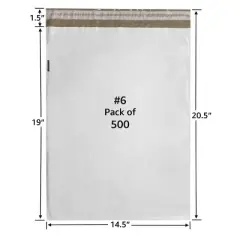 UOFFICE Pack of 500 Bulk Poly Mailers Bags 14.5"x19" - #6 Envelopes with Self-Sealing Closure