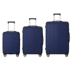 INFURNIC Bag And Luggage Sets 3 Piece Durable Rolling Suitcases with Silent Wheels, Stylish Travel Luggage Suitcase Set, Blue, 20.87"*11.81"*30.31"