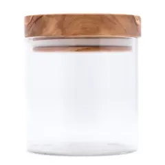 Berard Glass Storage Jar With Olive Wood Lid, 13.5-ounce