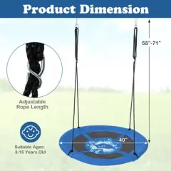 Infans Tree Swing Saucer, Flying Saucer Swing with 2 Carabiners, Adjustable Hanging Ropes, Waterproof Oxford Fabric, Blue-Whale Pattern