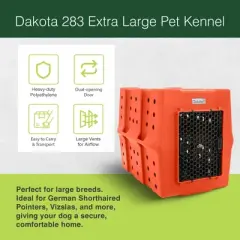 Dakota 283 Canine Rough and Tough Economy Pet Kennel, Heavy Duty Crate for Dogs and Cats with Ventilation Holes, X-Large, Orange