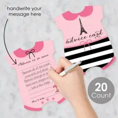 Big Dot of Happiness Paris, Ooh La La - Baby Bodysuit Wish Card Paris Themed Baby Shower Activities - Shaped Advice Cards Game - Set of 20