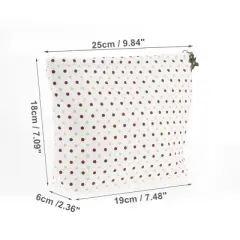 Unique Bargains Women Polka Dots Cosmetic Bag White Khaki 1 Pc
