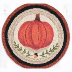 Earth Rugs Pumpkin Perfect Printed Round Trivet &ndash; 10"x10" Braided Jute Hot Pad, Rustic Fall Table Decor