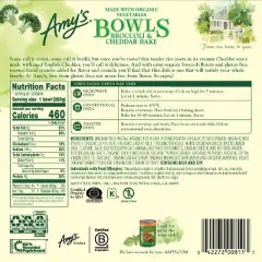 Amy's Gluten Free Frozen Broccoli & Cheddar Bake Meal Bowls - 9.5oz