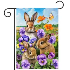 Briarwood Lane Spring Garden Flag 12x18 For Outdoor Spring Bunny Trio For Spring Garden Flag Flags For Outside