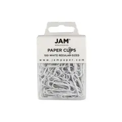 JAM Paper Colored Standard Paper Clips Small 1 Inch White Paperclips 2 Packs of 100 (2183755a)