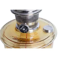 Aladdin Wall Mount Oil Lamp, Genie III Regency Fuel Lighting for Homesteaders or Emergencies, Amber Glass, 18 inches tall, Nickel Trim