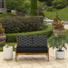 ARDEN Outdoor Loveseat Cushion Set, 48 x 24, Water repellent, Fade Resistant, Cushion Set for Couch, Bench, and Swing 48 x 24, Black Global Stripe