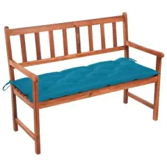 vidaXL Outdoor Patio Bench Wooden Garden Bench with Cushion Solid Wood Acacia - Light Blue 47.2" x 19.7" x 2.8"