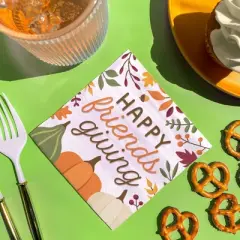 Big Dot of Happiness Fall Friends Thanksgiving Napkins, Friendsgiving Party Decor, White 3-Ply Paper Luncheon Dinner Napkins - 24 Count