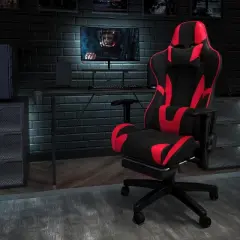 Flash Furniture X30 Gaming Chair Racing Office Ergonomic Computer Chair with Fully Reclining Back and Slide-Out Footrest in Red LeatherSoft