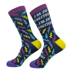 Crazy Dog Women's Im so Excited Im so Scared Socks Funny Thrilled Panicking Footwear